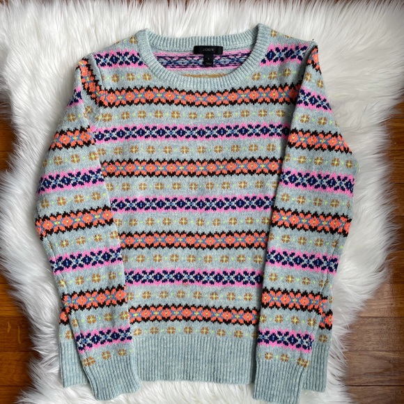 J. Crew Sweaters - J Crew Blue Fair Isle Sweater